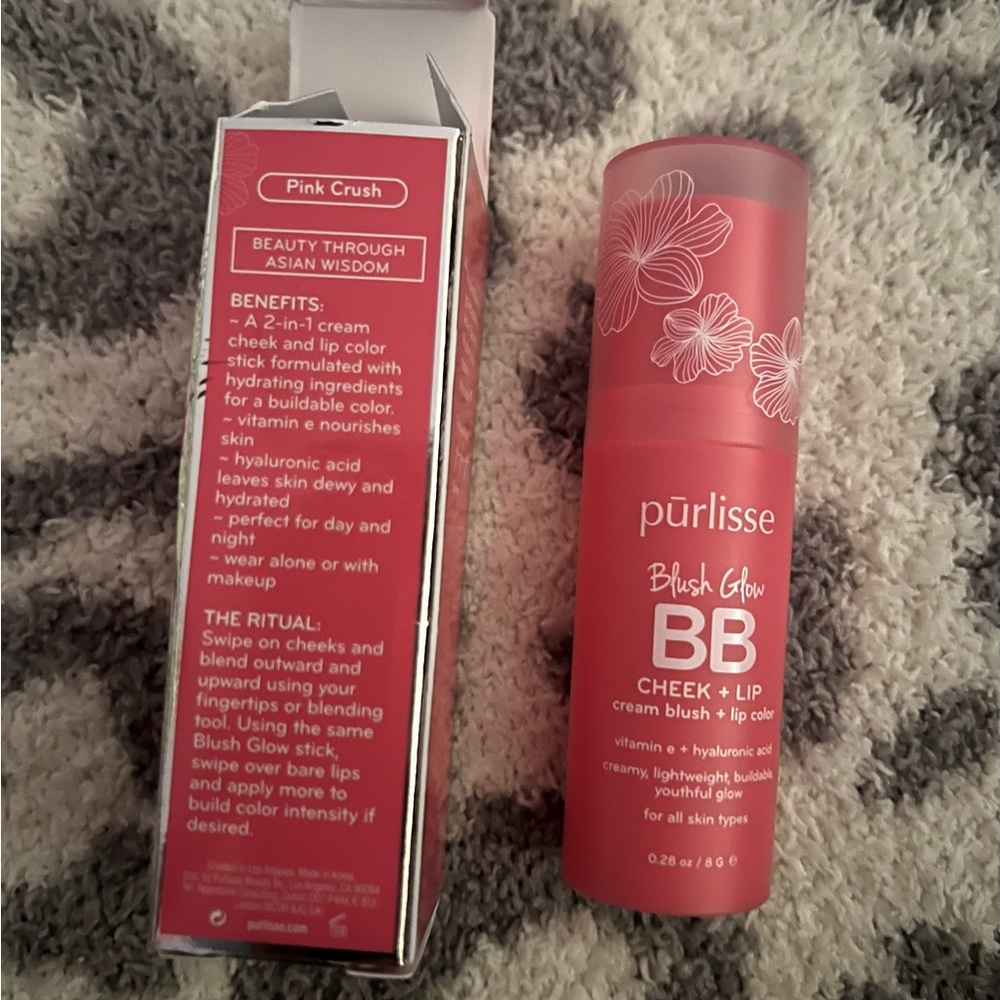 pūrlisse Blush Stick, 2-in-1 Cheek Lip Tint Stick